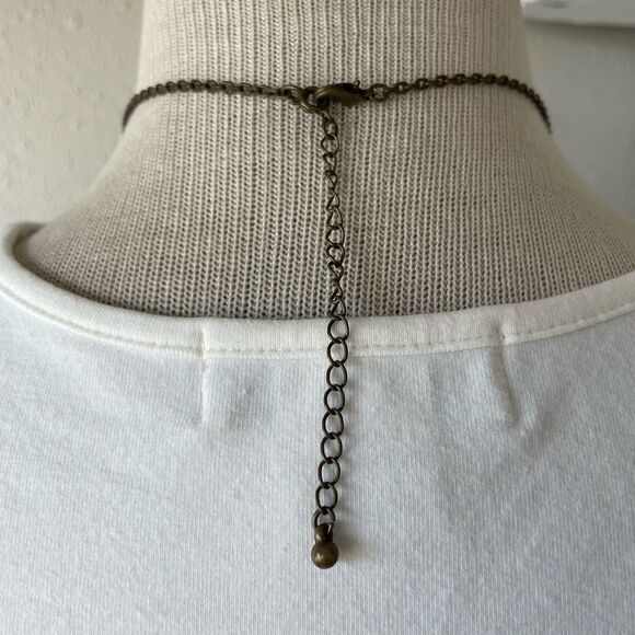 NIB Avon Topaz Color Y Necklace & Dangle Earrings Burnished Metal - Picture 5 of 10